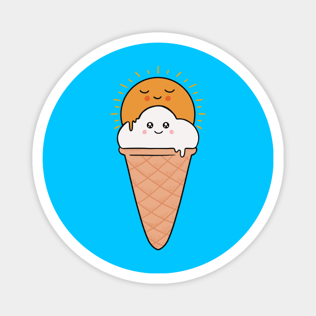 Ice cream sun and cloud Magnet by coffeeman